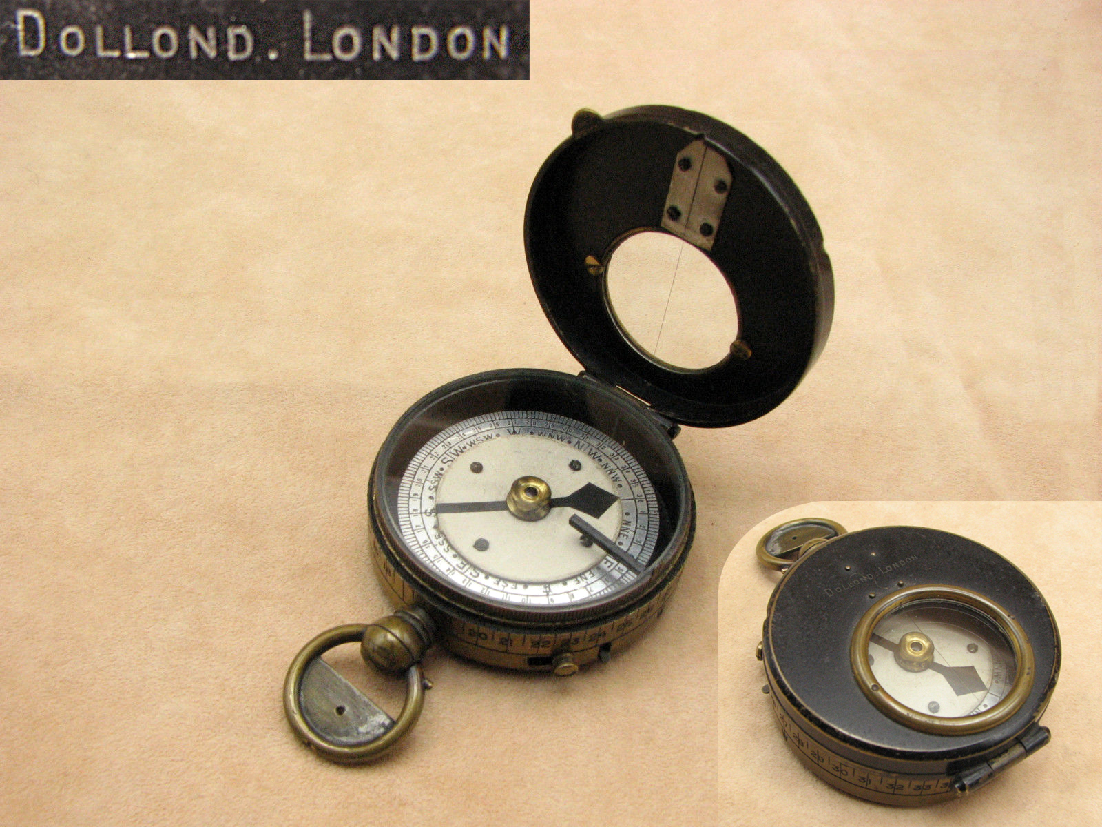 Late 19th century Dollond early verners style marching compass